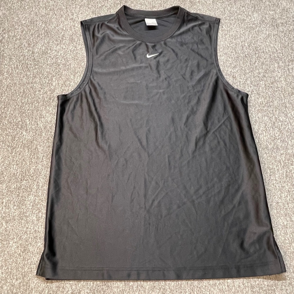 Vtg Nike Mens Sleeveless Training Top Black Embroidered Swoosh Tank Medium